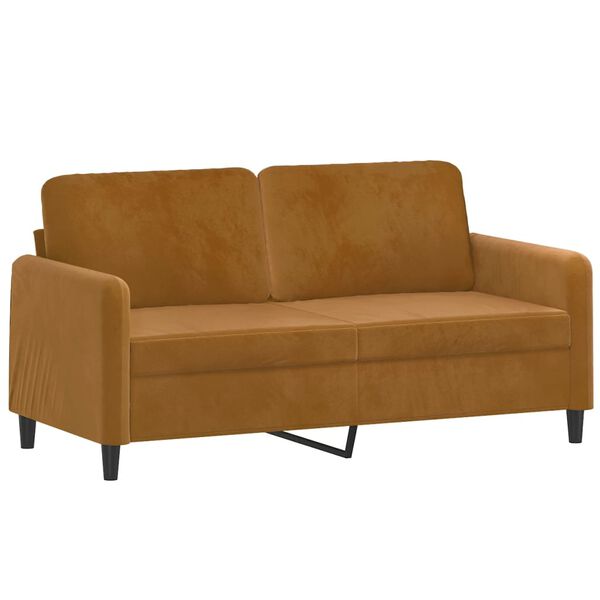 vidaXL 2-osobowa sofa z poduszkami, brązowa, 140 cm, aksamit