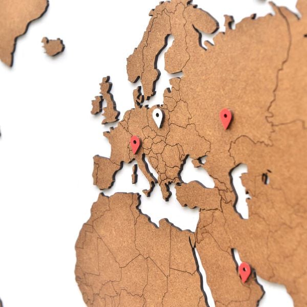 MiMi Innovations Drewniana mapa świata Luxury, brązowa, 90x54 cm
