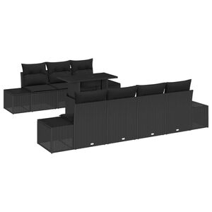 vidaXL Zestaw Sof na Ogr&oacute;d z poduszką 8 pcs Czarny
