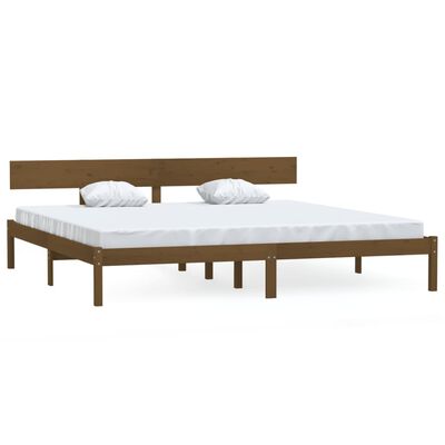 810165 vidaXL Bed Frame Honey Brown Solid Wood Pine 180x200cm 6FT Super King