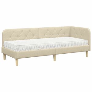 vidaXL Rama ł&oacute;żka narożnego Kremowy 80 x 200 cm tkanina