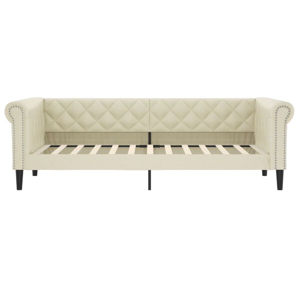 vidaXL Sofa z funkcją spania, kremowa, 100x200 cm, sztuczna sk&oacute;ra