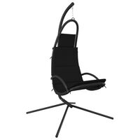 vidaXL Ogrodowe krzesło wiszące z poduszką, czarne, tkanina i stal