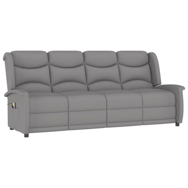 vidaXL Rozkładany fotel masujący, 4-os., jasnoszary, obity mikrofibrą