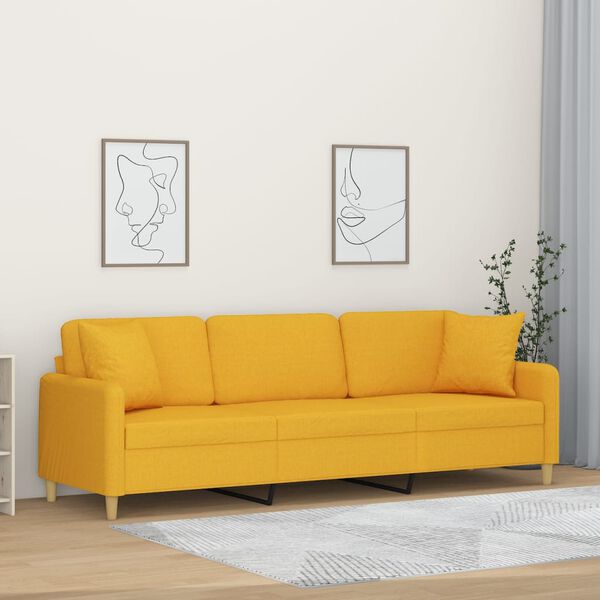 vidaXL 3-osobowa sofa wypoczynkowa z poduszkami, ż&oacute;łta, 210 cm