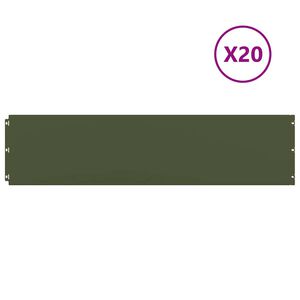 vidaXL Obrzeża trawnikowe 20 szt. Oliwkowo-zielone 25x103 cm