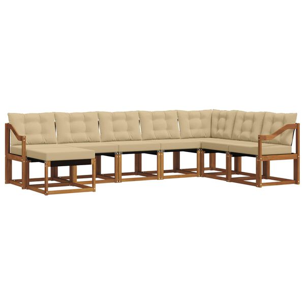 vidaXL Zestaw sof na zewnątrz z poduszką 8 pcs Naturalny i Beżowy