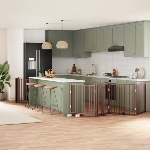 vidaXL Składana bramka dla psa, z drzwiami, 12 paneli, brązowa, 960 cm