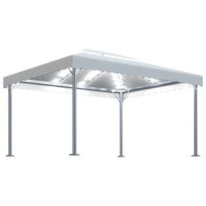 vidaXL Altana ze sznurem lampek LED, 400x300 cm, kremowa, aluminium