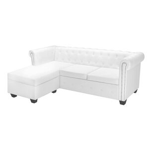 vidaXL Sofa Chesterfield w kształcie litery L, sztuczna sk&oacute;ra, biała
