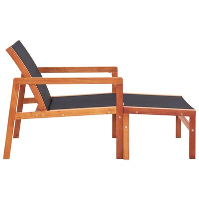 vidaXL Krzesło ogrodowe z podnóżkiem, eukaliptus i textilene