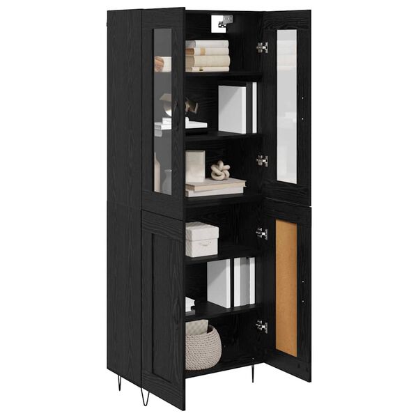 vidaXL Highboard Czarny Dąb 69,5 x 34 x 90 cm Materiał drewnopochodny