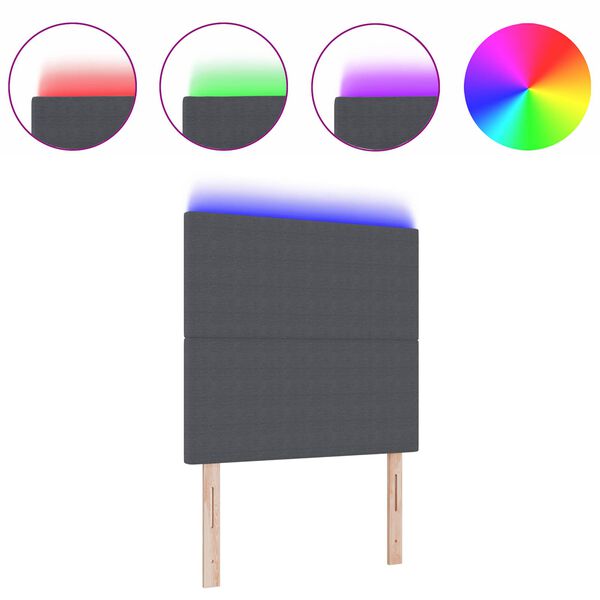 vidaXL Wezgłowie LED Ze LED Lights Ciemnoszary 100 cm Poliester