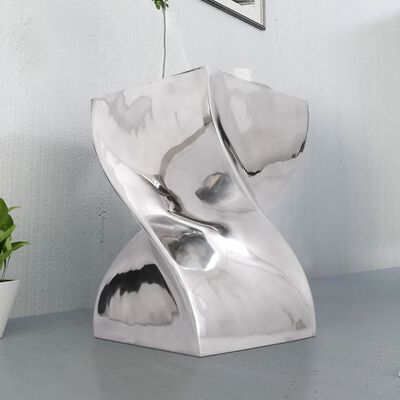 vidaXL Taboret/Stolik boczny o skręconym kształcie z aluminium, srebrny