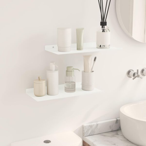 vidaXL P&oacute;łka wisząca 2 pcs Biały 40 x 18 x 2,5 cm Stal