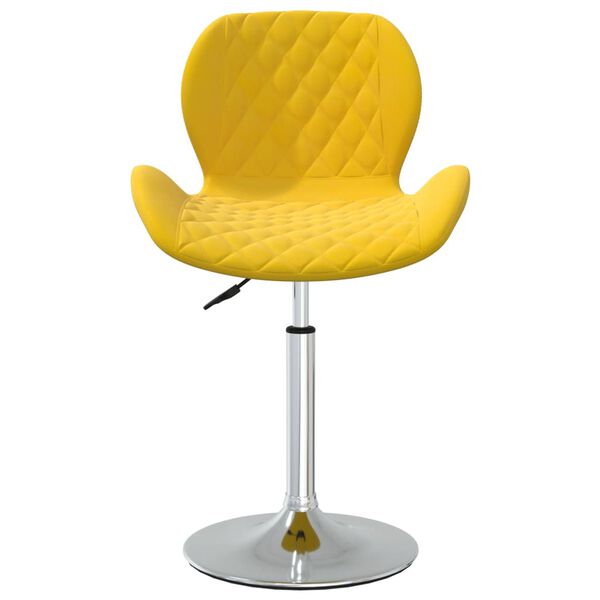 vidaXL Obrotowe krzesło stołowe, musztardowe, obite aksamitem