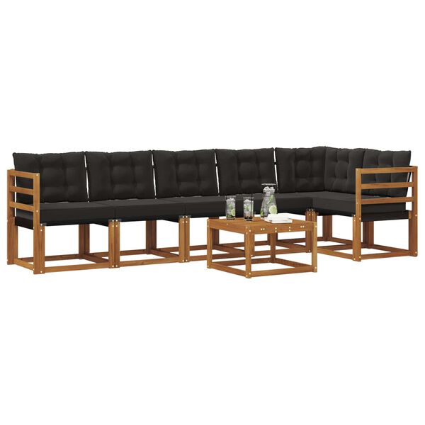vidaXL Zestaw sof na zewnątrz z poduszką 7 pcs Naturalny i czarny