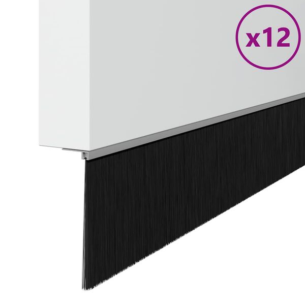 vidaXL Uszczelki z szczotką do drzwi na zatrzask 12 pcs Srebrny 100 cm
