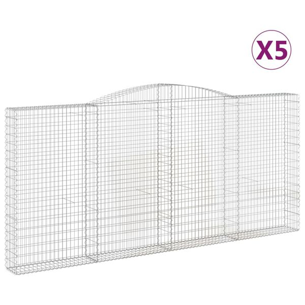 vidaXL Kosze gabionowe, 5 szt, 400x30x180/200 cm, galwanizowane żelazo