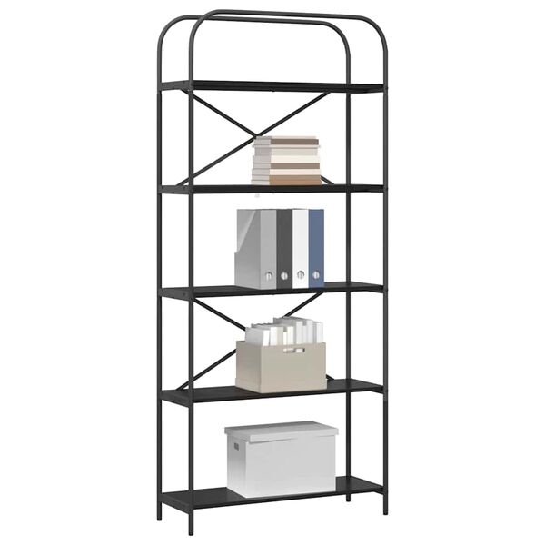 vidaXL P&oacute;łka na książki Czarny Dąb 80 x 30 x 183 cm