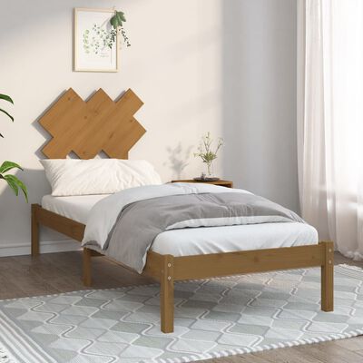 vidaXL Rama łóżka, brązowa, 75x190 cm, lite drewno