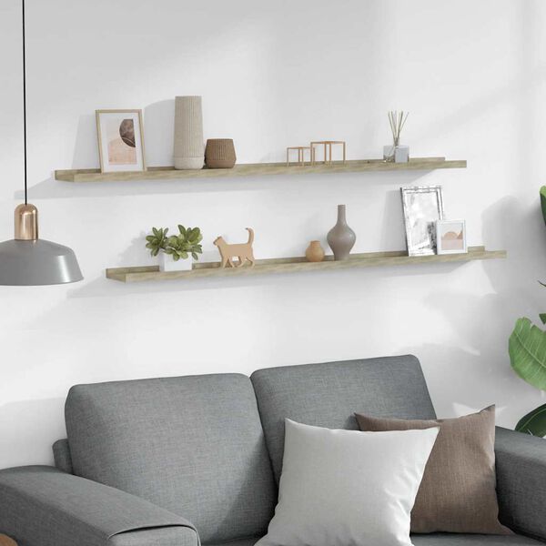 vidaXL P&oacute;łki ścienne, 2 szt., dąb sonoma, 115x9x3 cm