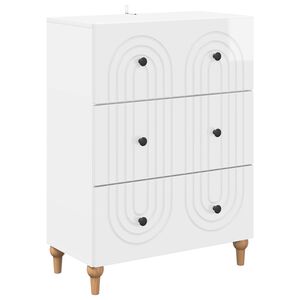 vidaXL Szafka z Szufladami Biały wysoki połysk 66 x 34,5 x 90 cm