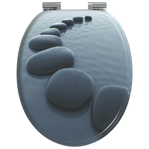 vidaXL Deska toaletowa z samoodblokowaniem Szary 44 x 38 cm Płyta MDF