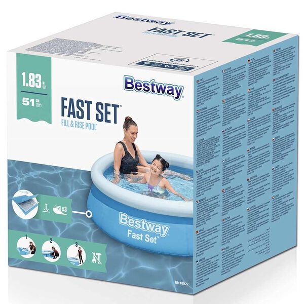 Bestway Nadmuchiwany basen Fast Set, okrągły, 183x51 cm, niebieski