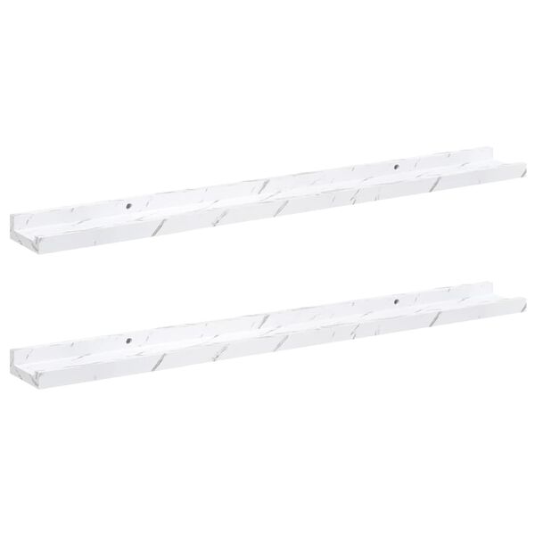 vidaXL P&oacute;łka ścienna z p&oacute;łką 2 pcs Biały marmur 80 x 9 x 3 cm