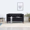 vidaXL Sofa 2-osobowa w stylu Chesterfield, sztuczna sk&oacute;ra, czarna