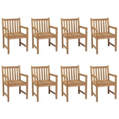 vidaXL Krzesła ogrodowe z bordowymi poduszkami, 8 szt., drewno tekowe