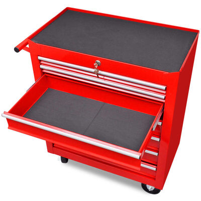 vidaXL Czerwony wózek narzędziowy/warsztatowy z 7 szufladami