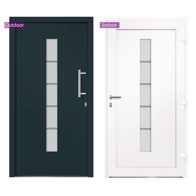 vidaXL Drzwi zewnętrzne, aluminium i PVC, antracytowe, 100x210 cm