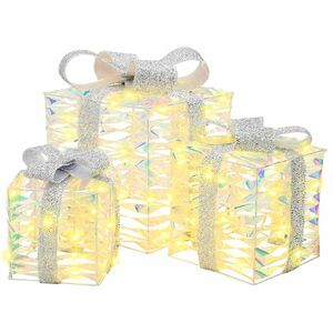 vidaXL Podświetlone pudełko na prezent świąteczny 3 szt. 150 LED