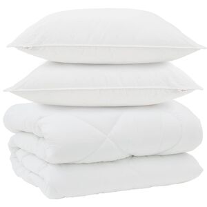 vidaXL Zimowa Kołdra z poduszką 3 pcs Biały Mikrofibra