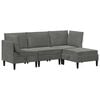 vidaXL Zestaw mebli do salonu z poduszką 4 pcs ciemnoszary Welur