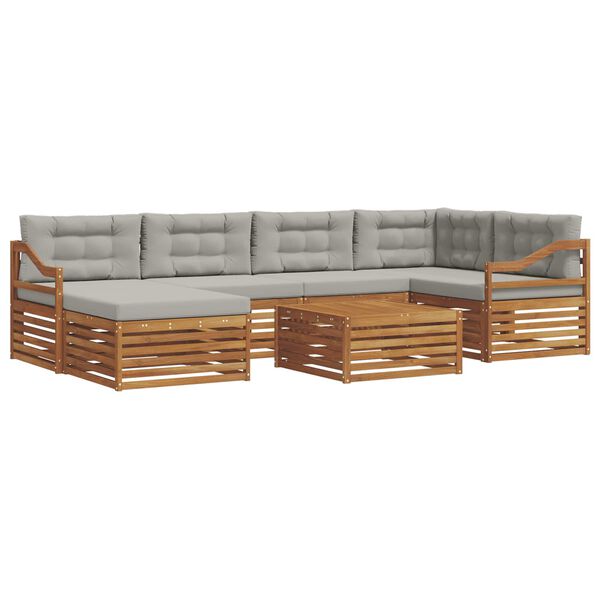 vidaXL Zestaw sof na zewnątrz z poduszką 7 pcs Naturalny i Jasny Szary