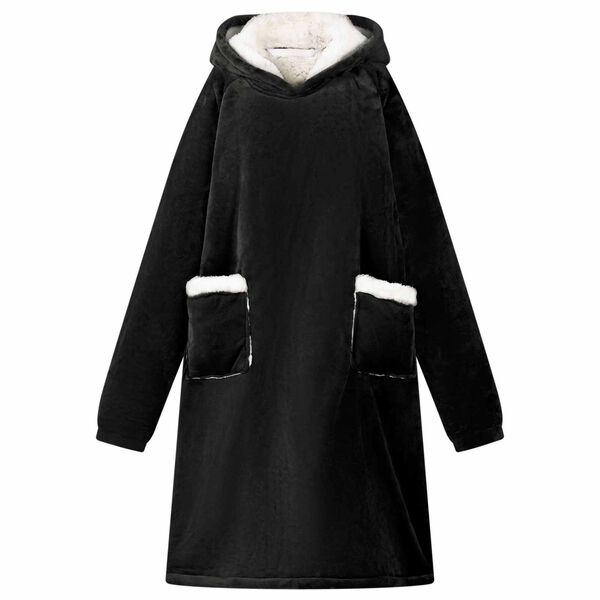 vidaXL Bluza-koc Czarny L Fleece i Flanela