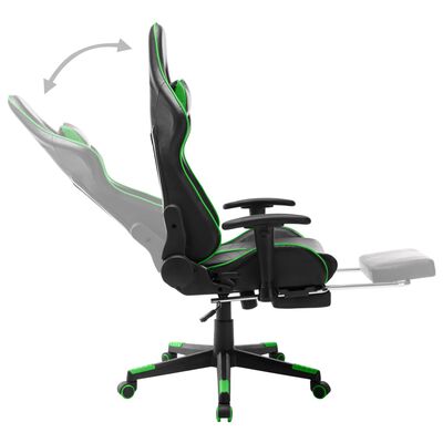 vidaXL Fotel dla gracza z podnóżkiem, czarno-zielony, sztuczna skóra