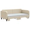 vidaXL Sofa rozsuwana z materacami, kremowa, 90x200 cm, tkanina