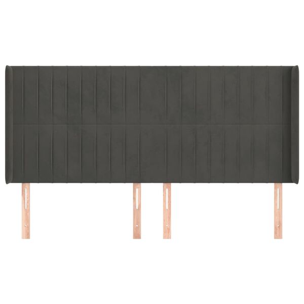 vidaXL Zagł&oacute;wek uszak, ciemnoszary, 163x16x118/128 cm, aksamit