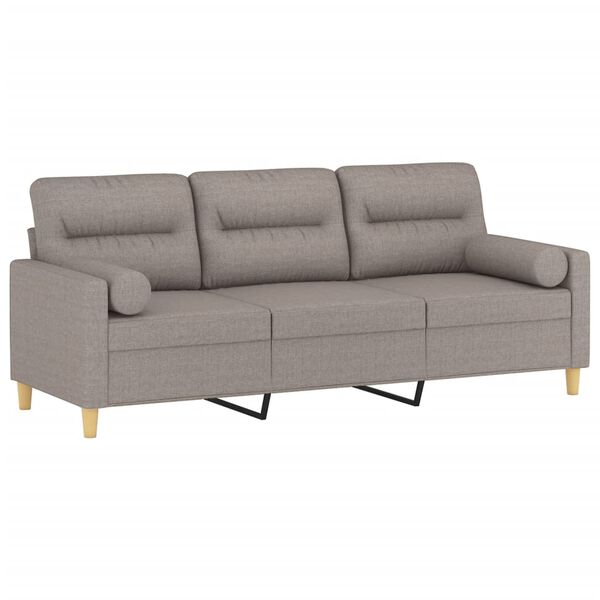 vidaXL 3-osobowa sofa z poduszkami, kolor taupe, 180 cm, tkanina