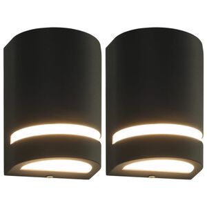 vidaXL Zewnętrzne lampy ścienne, 2 szt., 35 W, czarne, p&oacute;łokrągłe