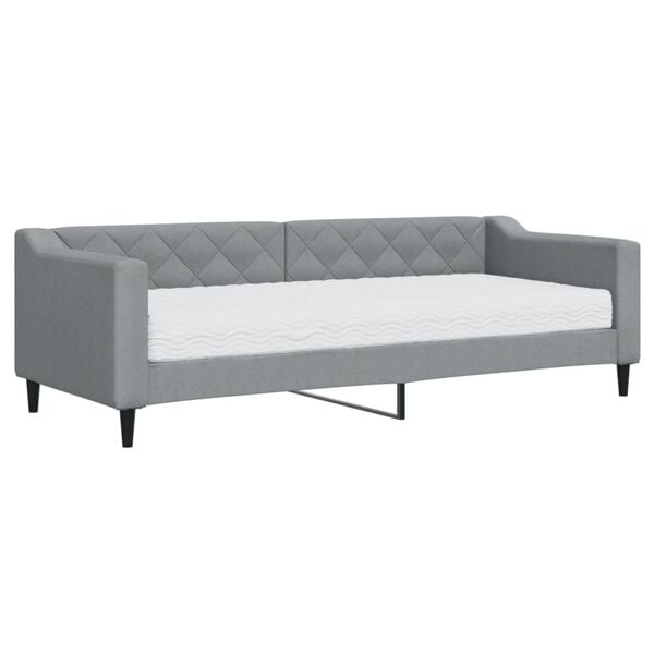 vidaXL Sofa z materacem do spania, jasnoszara, 80x200 cm, tkanina