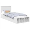 vidaXL Ramka ł&oacute;żka z p&oacute;łką Biały 75 x 190 cm Drewno inżynieryjne