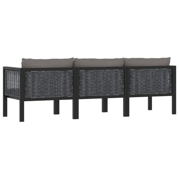 vidaXL 3-osobowa sofa ogrodowa z poduszkami, antracytowa, polirattan