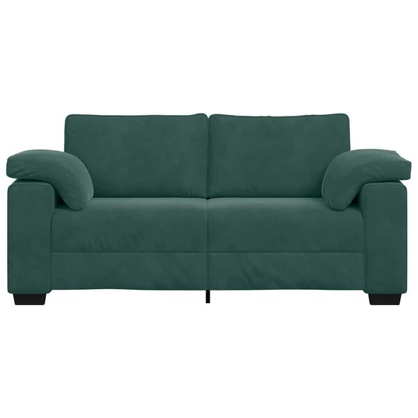 vidaXL Sofa dwuosobowa, ciemnozielona, 140 cm, aksamit
