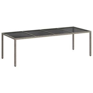 vidaXL St&oacute;ł ogrodowy, szary, 250x100x75 cm, szkło i rattan PE