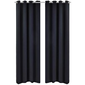 Czarne zasłony zaciemniające z metalowymi otworami x2 135 x 245 cm